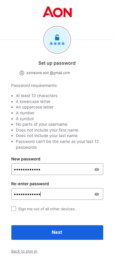 Image of how to set up your password